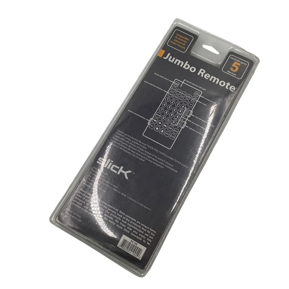 New Jumbo Universal Remote Slick up to 5 devices‎ compatible NIP